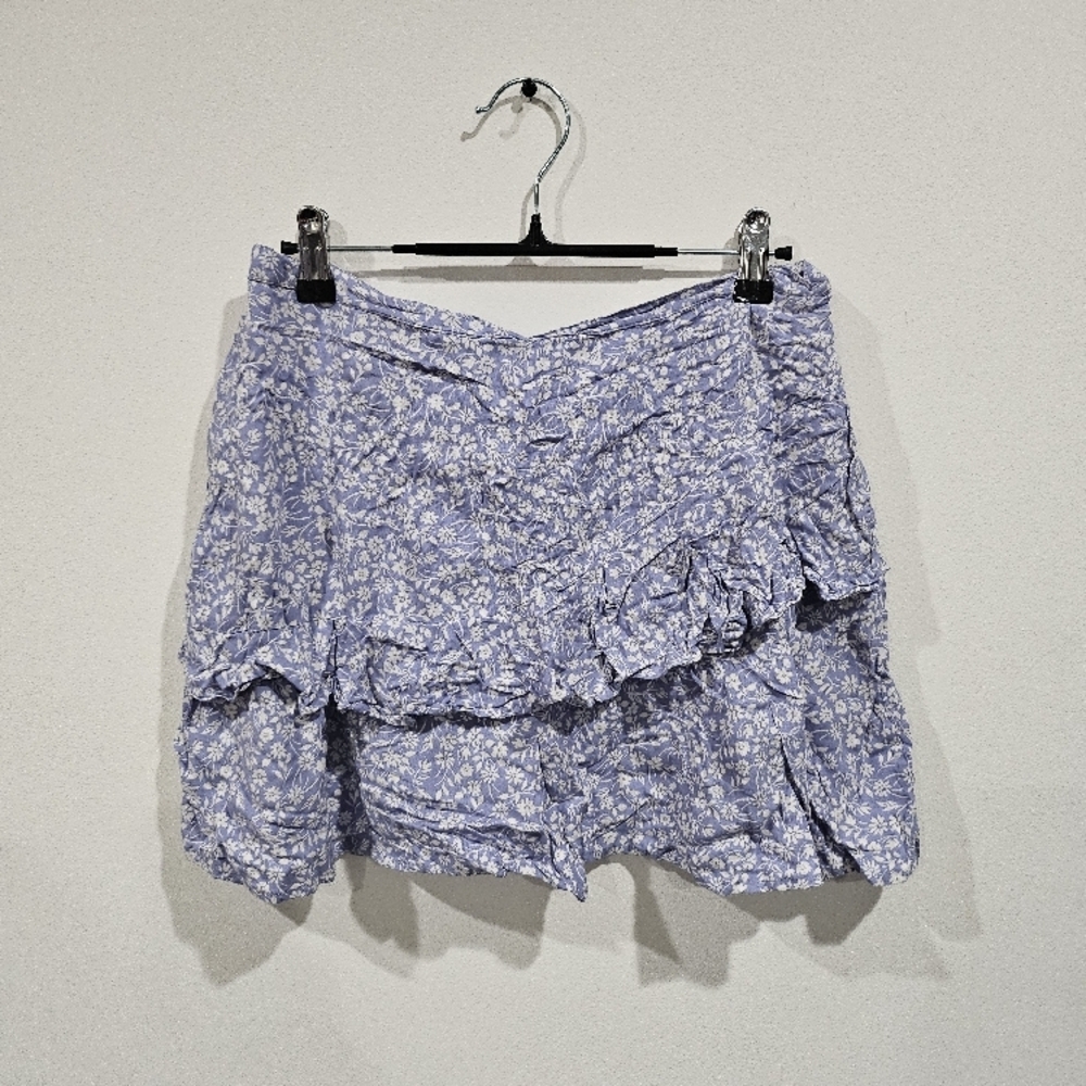 Blue Floral Layered Mini Skirt